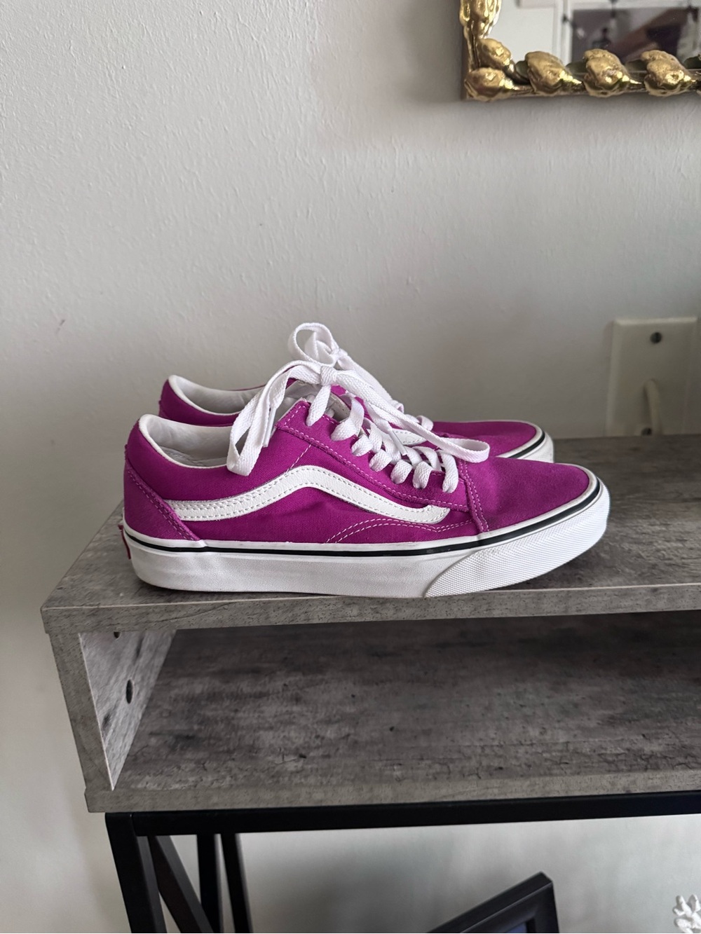 Vans Old Skool Sneakers in Magenta & White